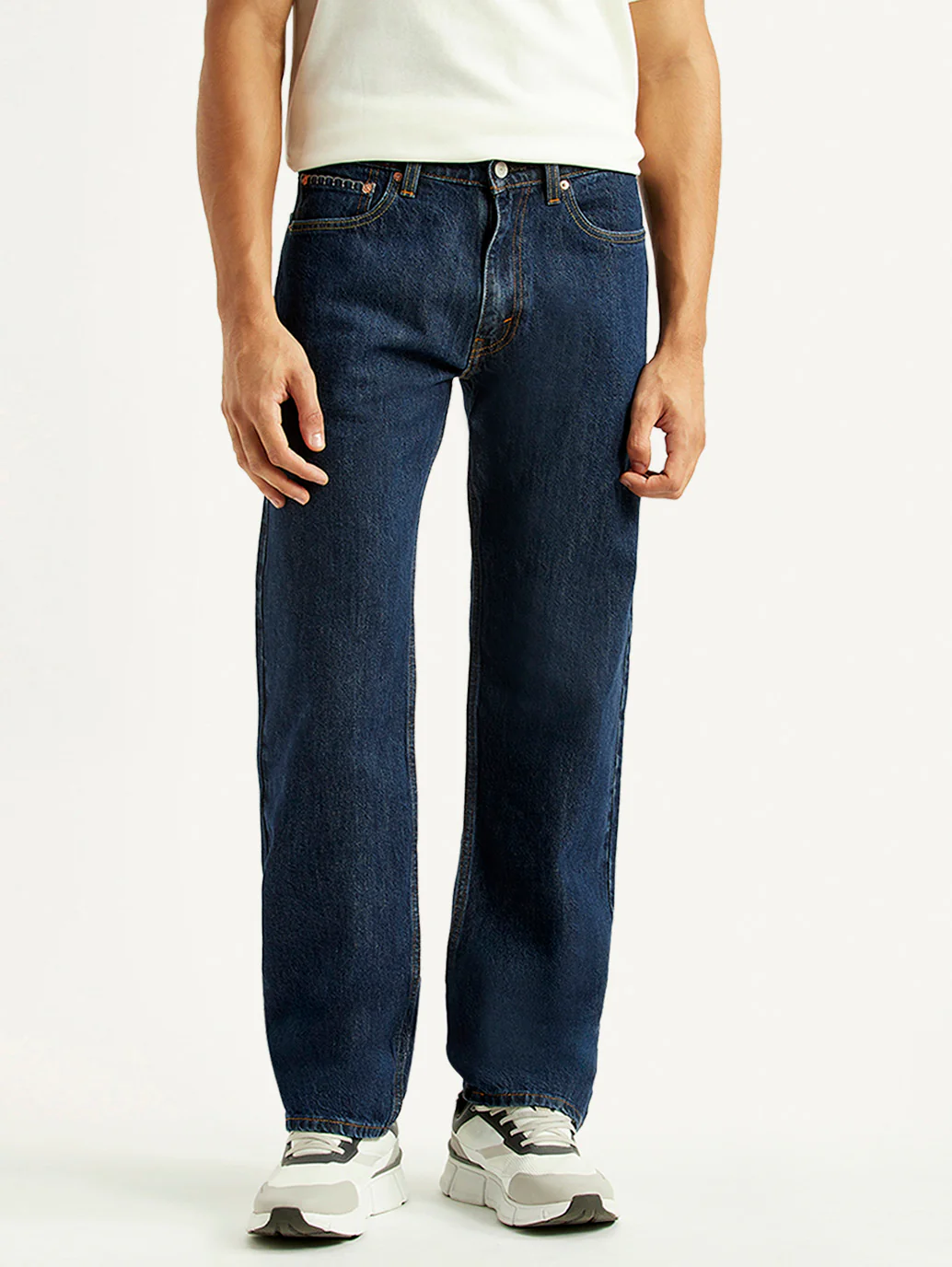 Men's 555 Navy Relaxed Straight Fit Mid Rise Jeans - Image 2