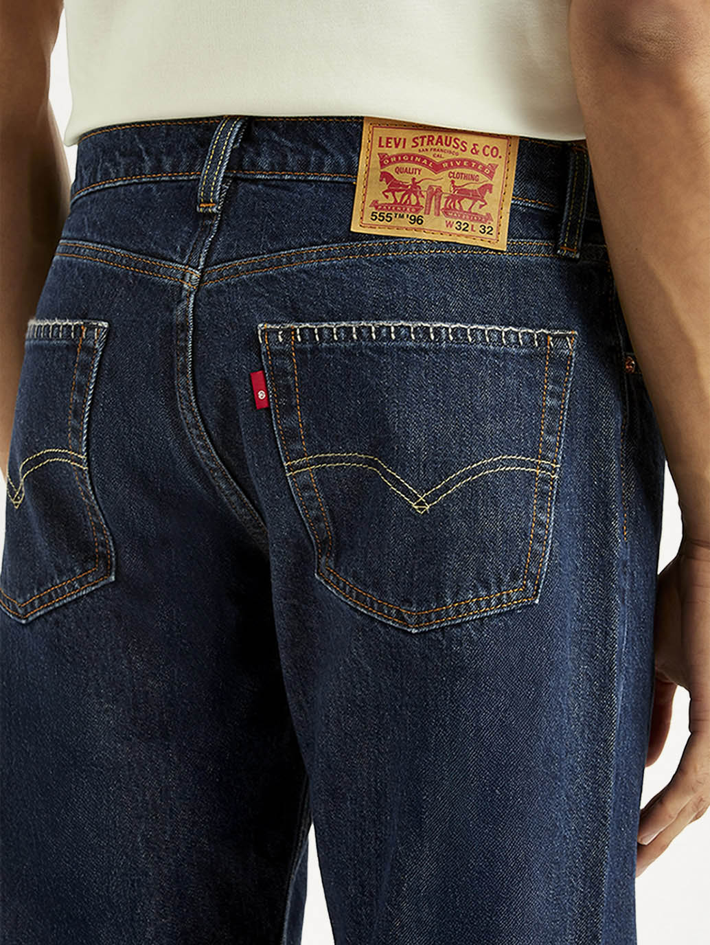Men's 555 Navy Relaxed Straight Fit Mid Rise Jeans - Image 5