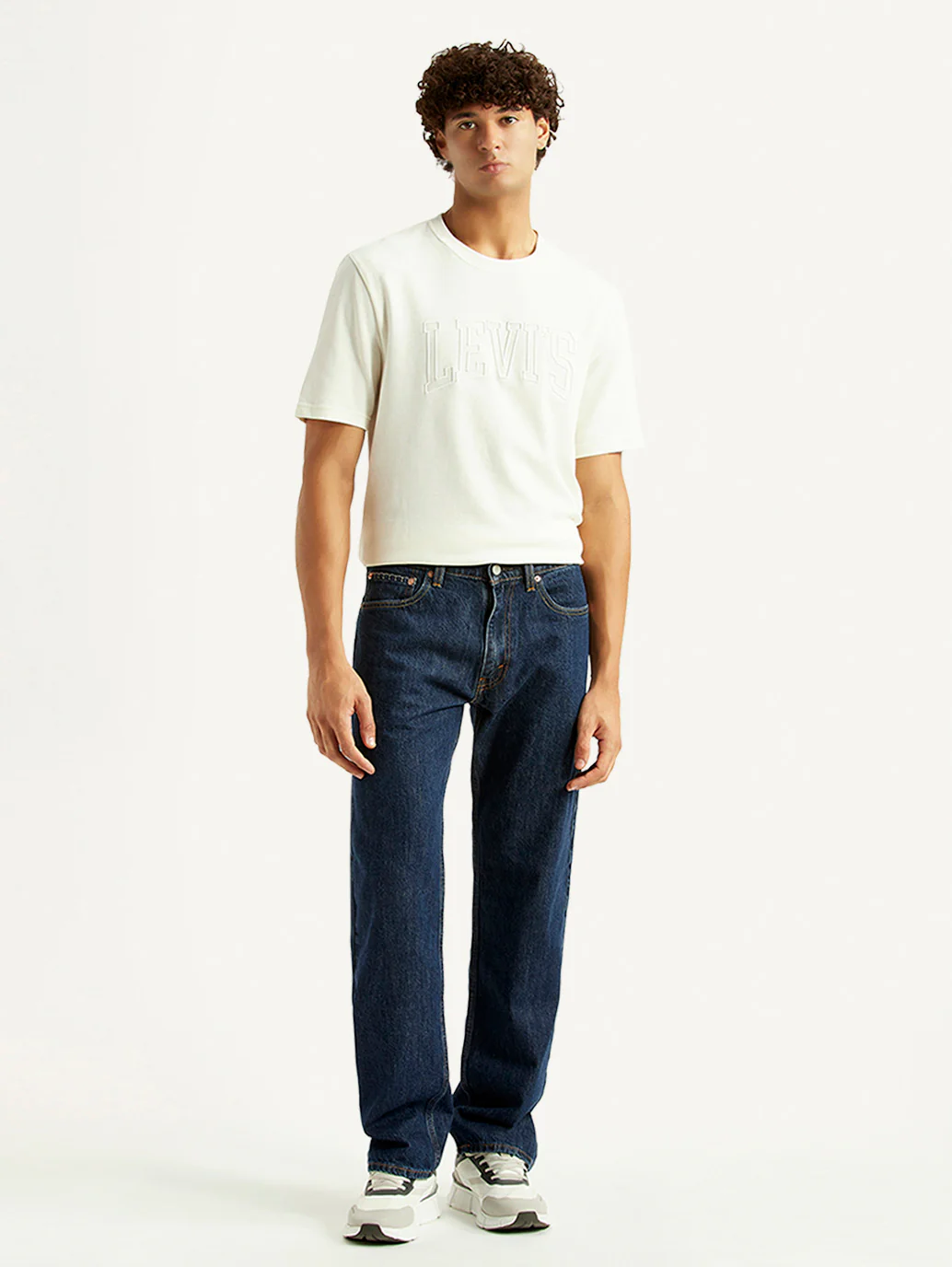 Men's 555 Navy Relaxed Straight Fit Mid Rise Jeans - Image 7