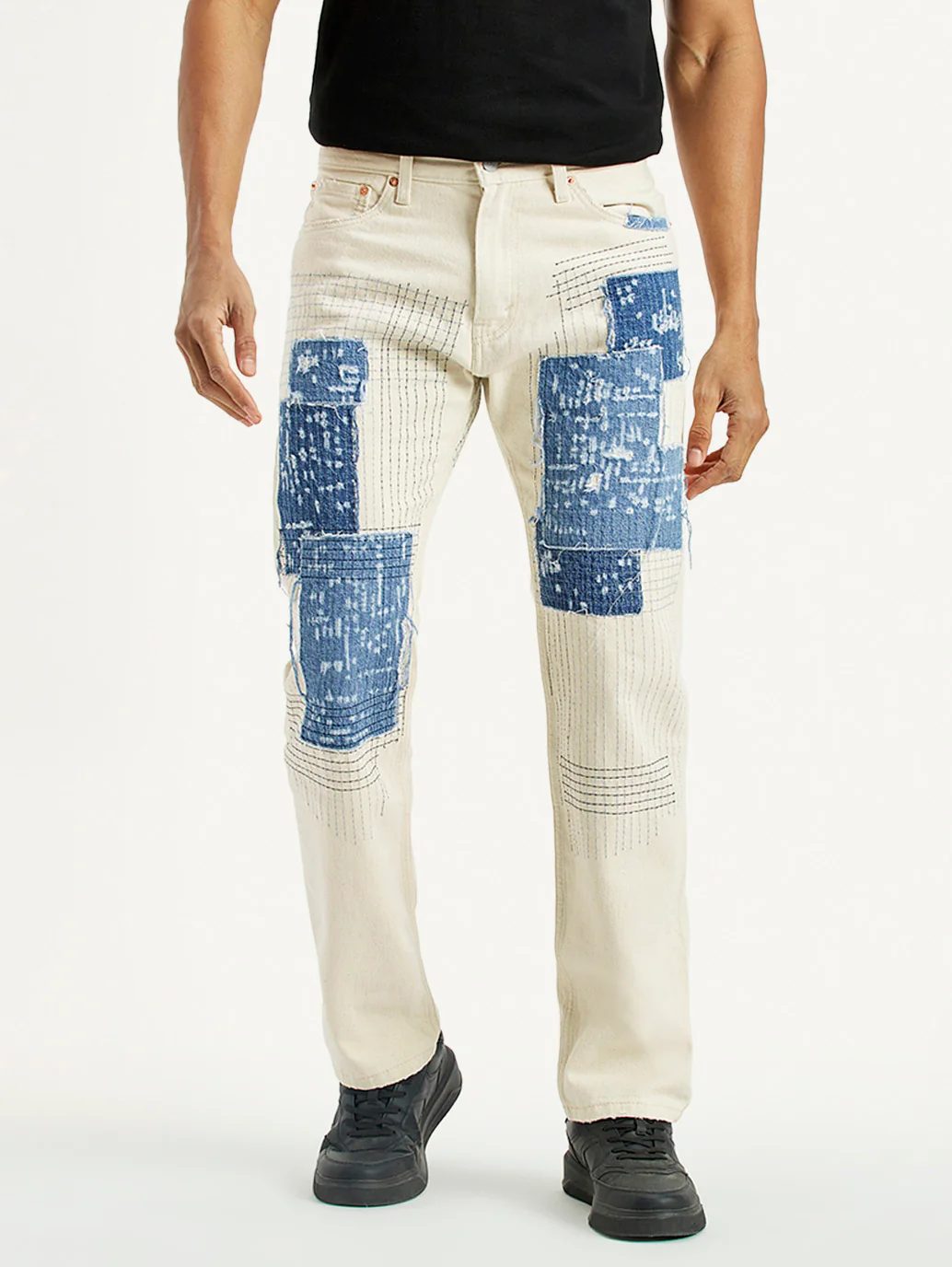Men's 555 Off White Relaxed Straight Fit Mid Rise Jeans - Image 3