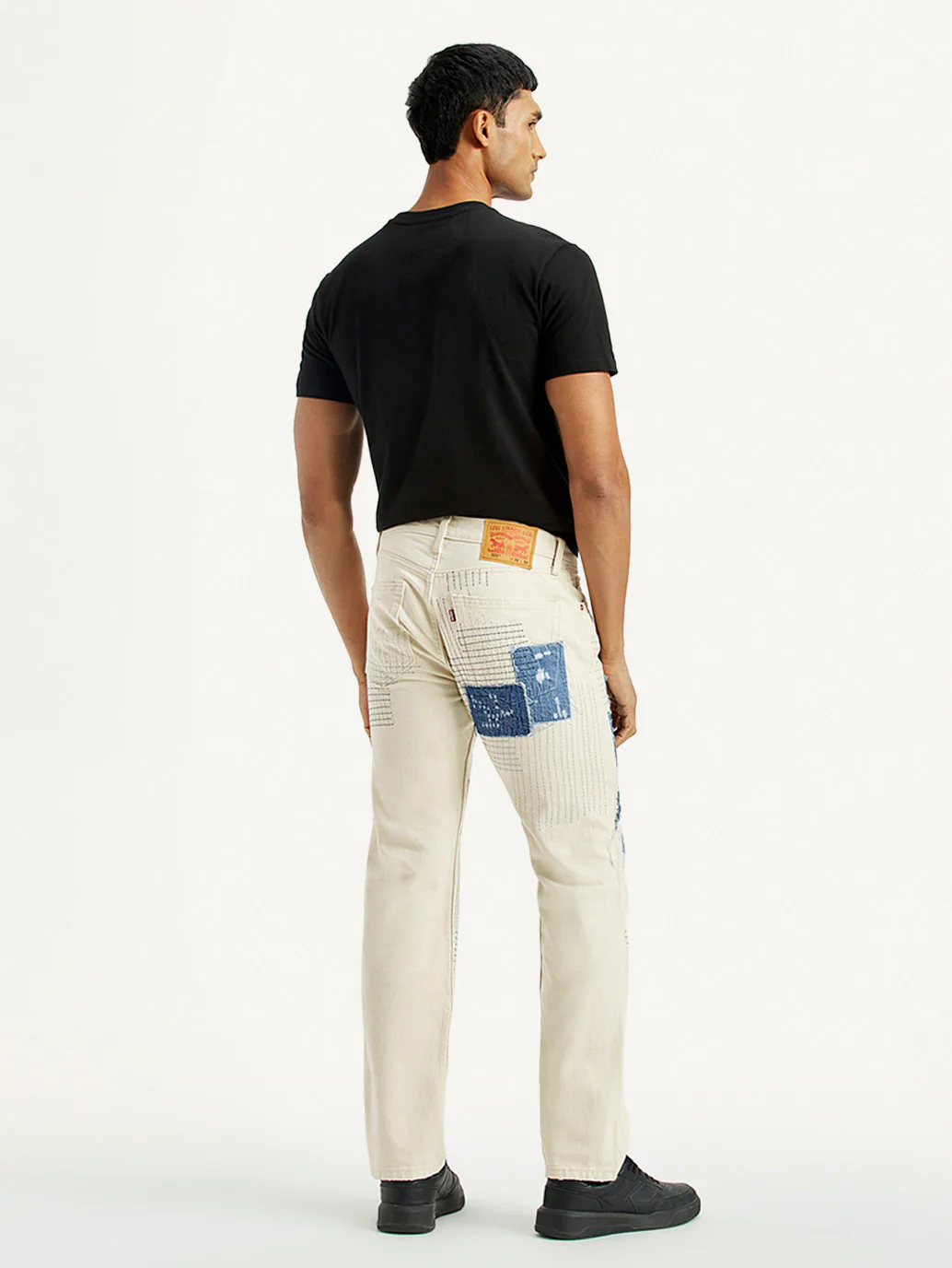 Men's 555 Off White Relaxed Straight Fit Mid Rise Jeans - Image 5
