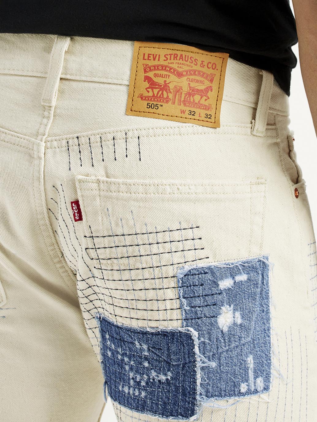 Men's 555 Off White Relaxed Straight Fit Mid Rise Jeans - Image 6