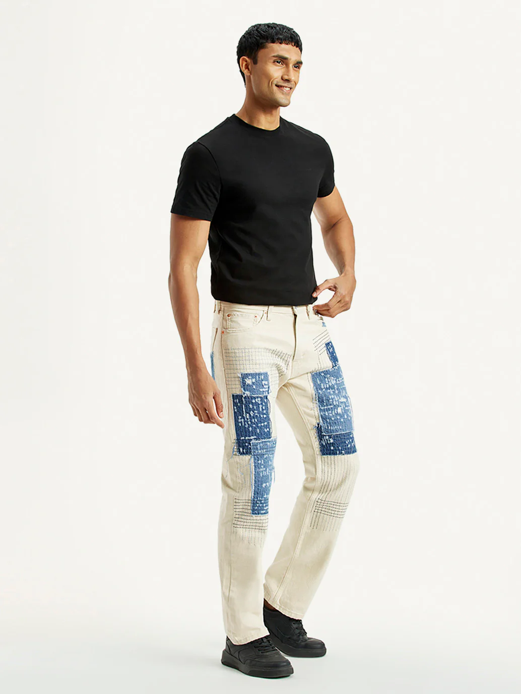 Men's 555 Off White Relaxed Straight Fit Mid Rise Jeans - Image 7