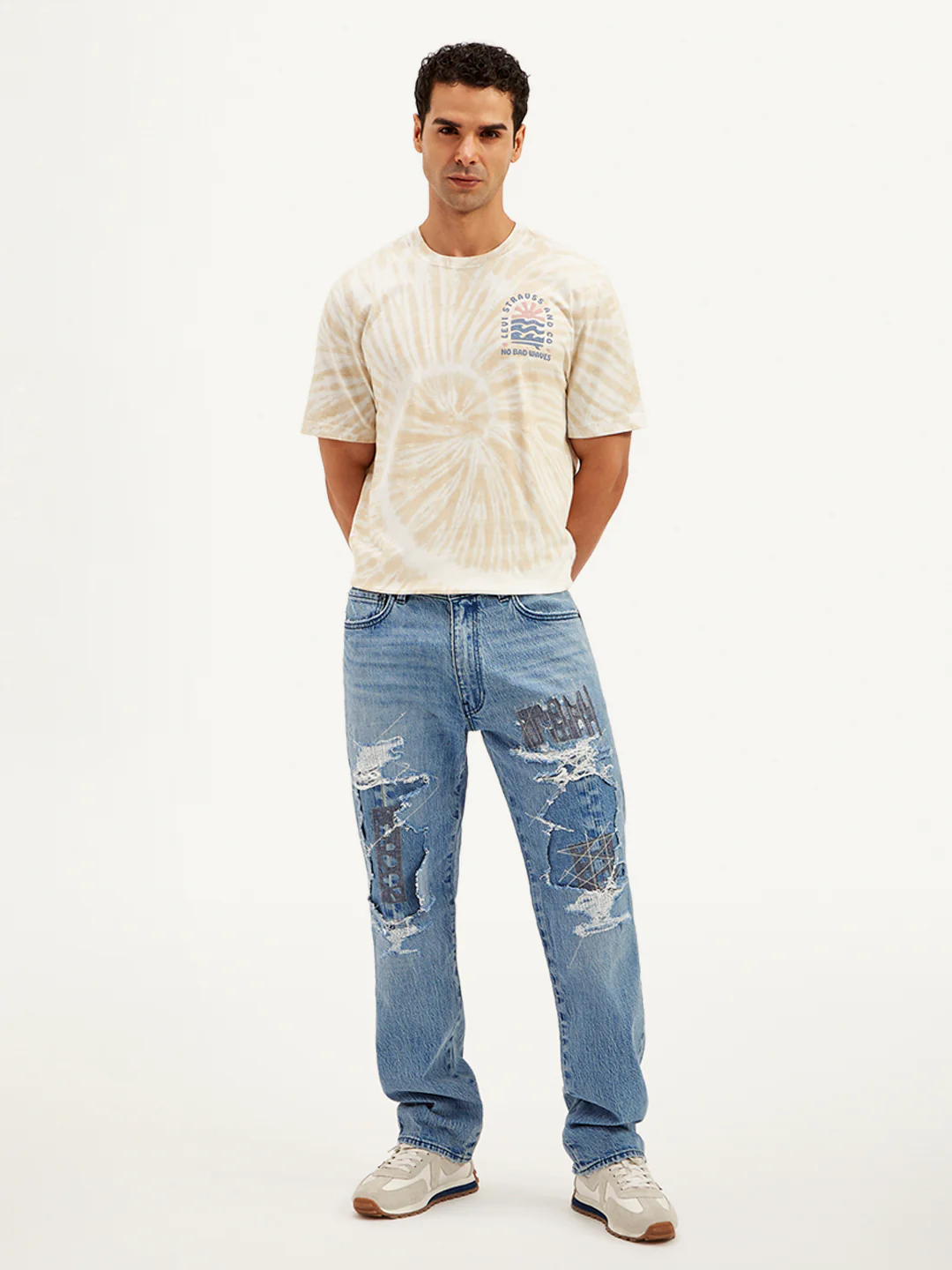 Men's 555 Blue Relaxed Straight Fit Mid Rise Jeans - Image 3