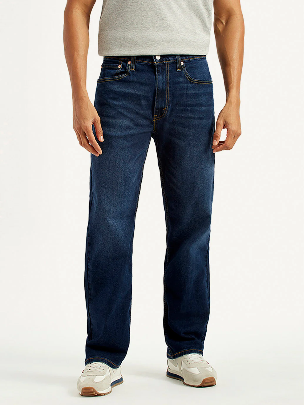 Men's 555 Dark Indigo Relaxed Straight Fit Mid Rise Jeans - Image 2
