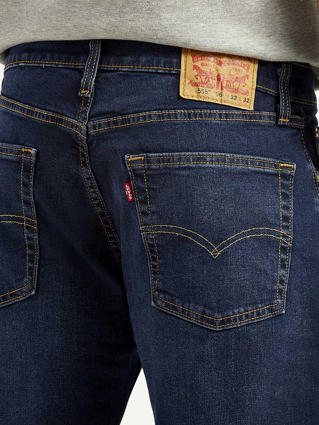 Men's 555 Dark Indigo Relaxed Straight Fit Mid Rise Jeans - Image 5