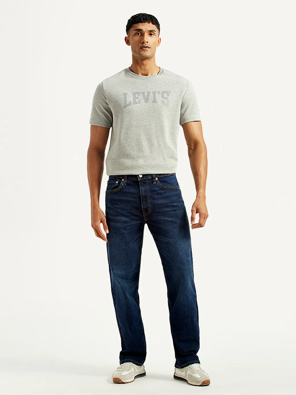 Men's 555 Dark Indigo Relaxed Straight Fit Mid Rise Jeans - Image 7