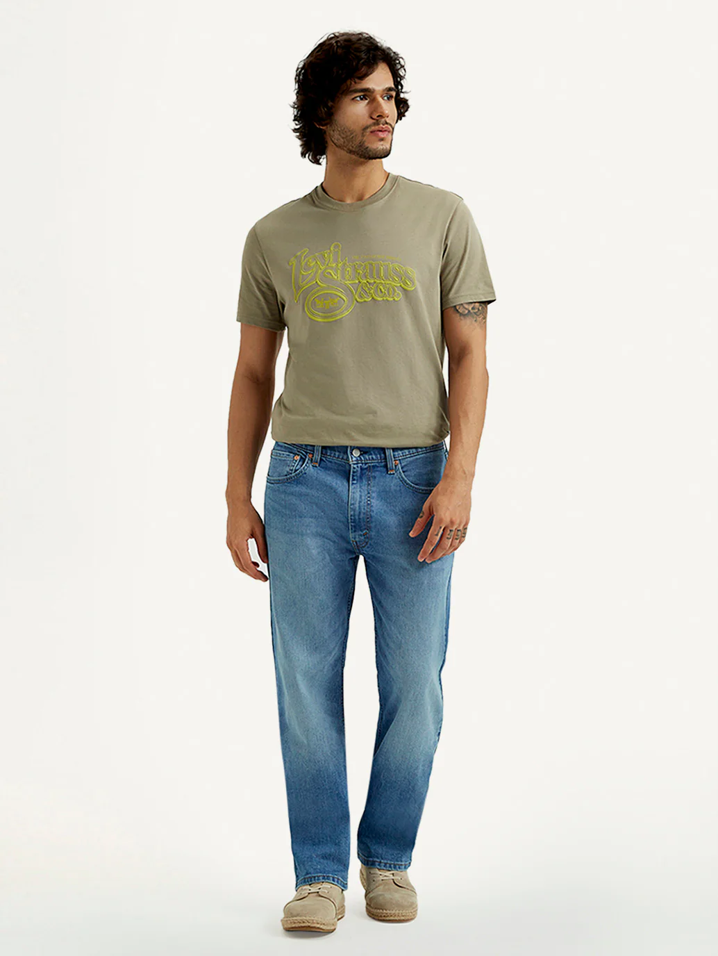 Men's 555 Light Indigo Relaxed Straight Fit Mid Rise Jeans - Image 2