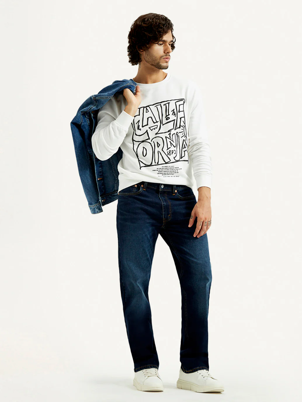 Men's 555 Dark Indigo Relaxed Straight Fit Mid Rise Jeans