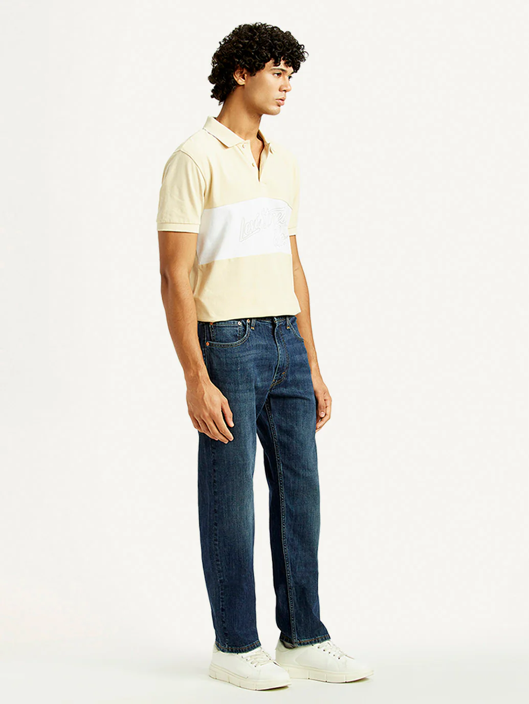 Men's 555 Dark Indigo Relaxed Straight Fit Mid Rise Jeans - Image 7