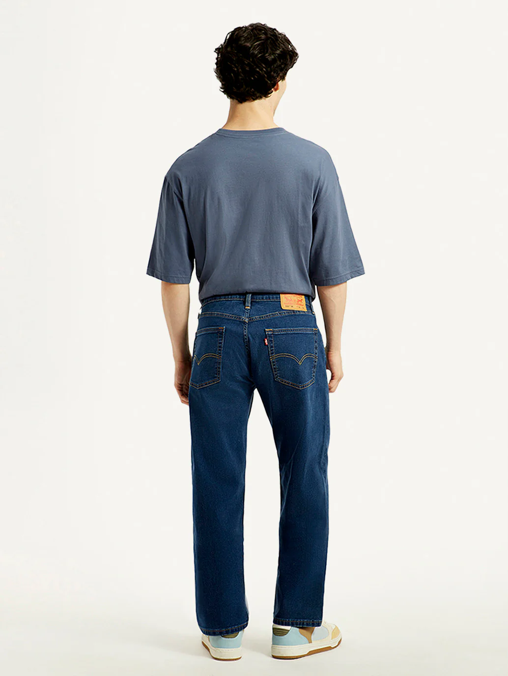 Men's 555 Dark Indigo Relaxed Straight Fit Mid Rise Jeans - Image 3