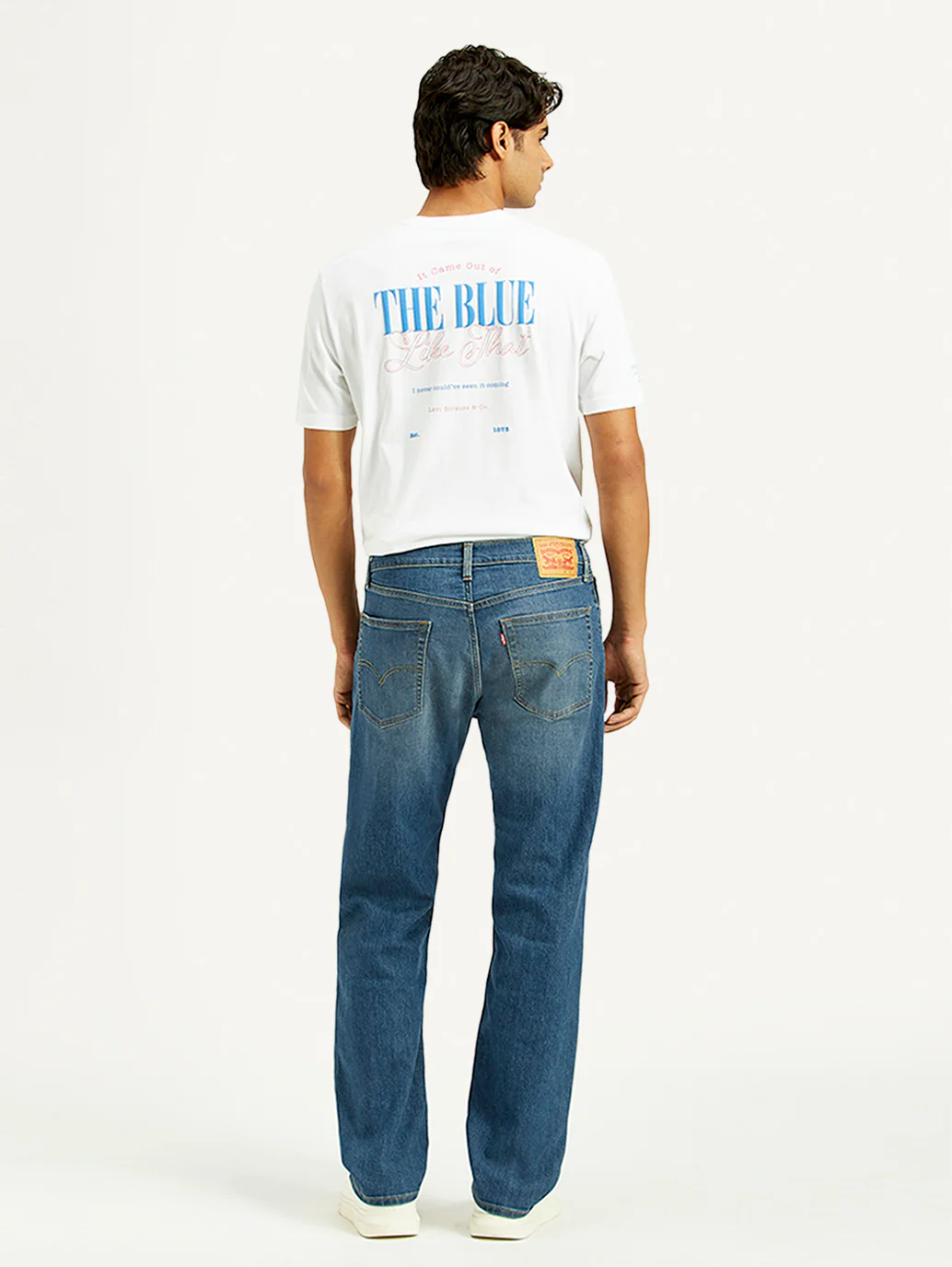Men's 555 Med Indigo Relaxed Straight Fit Mid Rise Jeans - Image 5