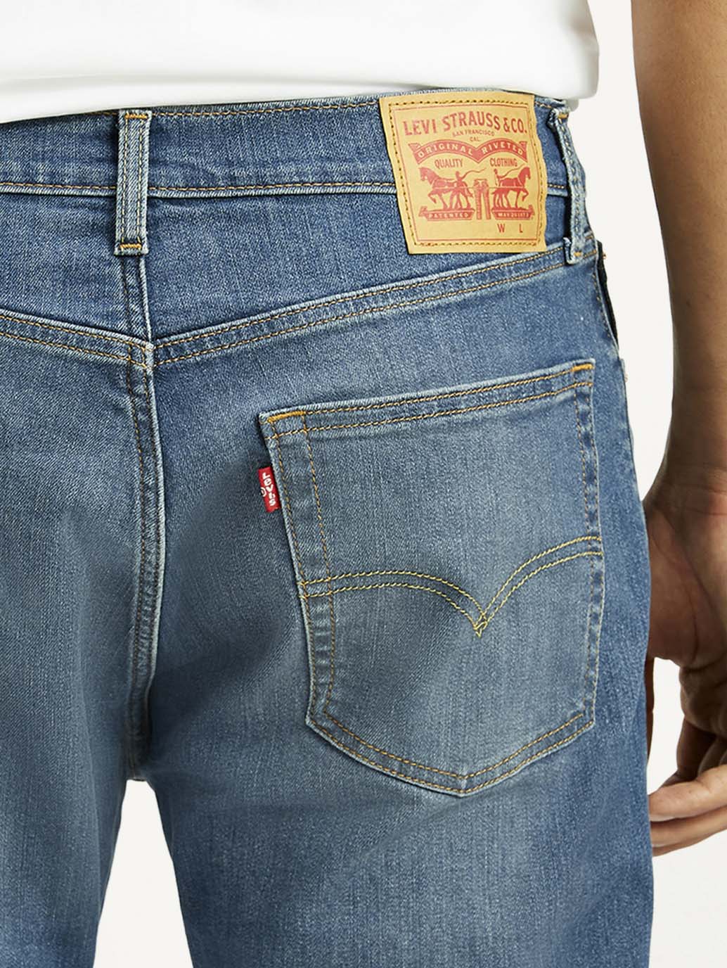 Men's 555 Med Indigo Relaxed Straight Fit Mid Rise Jeans - Image 6