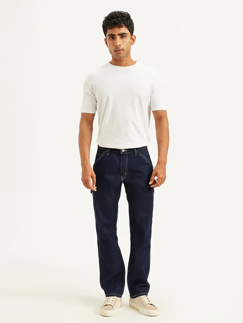 Men's 555 Navy Blue Relaxed Straight Fit Mid Rise Jeans - Image 3