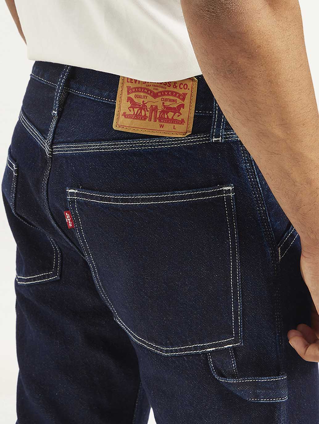 Men's 555 Navy Blue Relaxed Straight Fit Mid Rise Jeans - Image 6