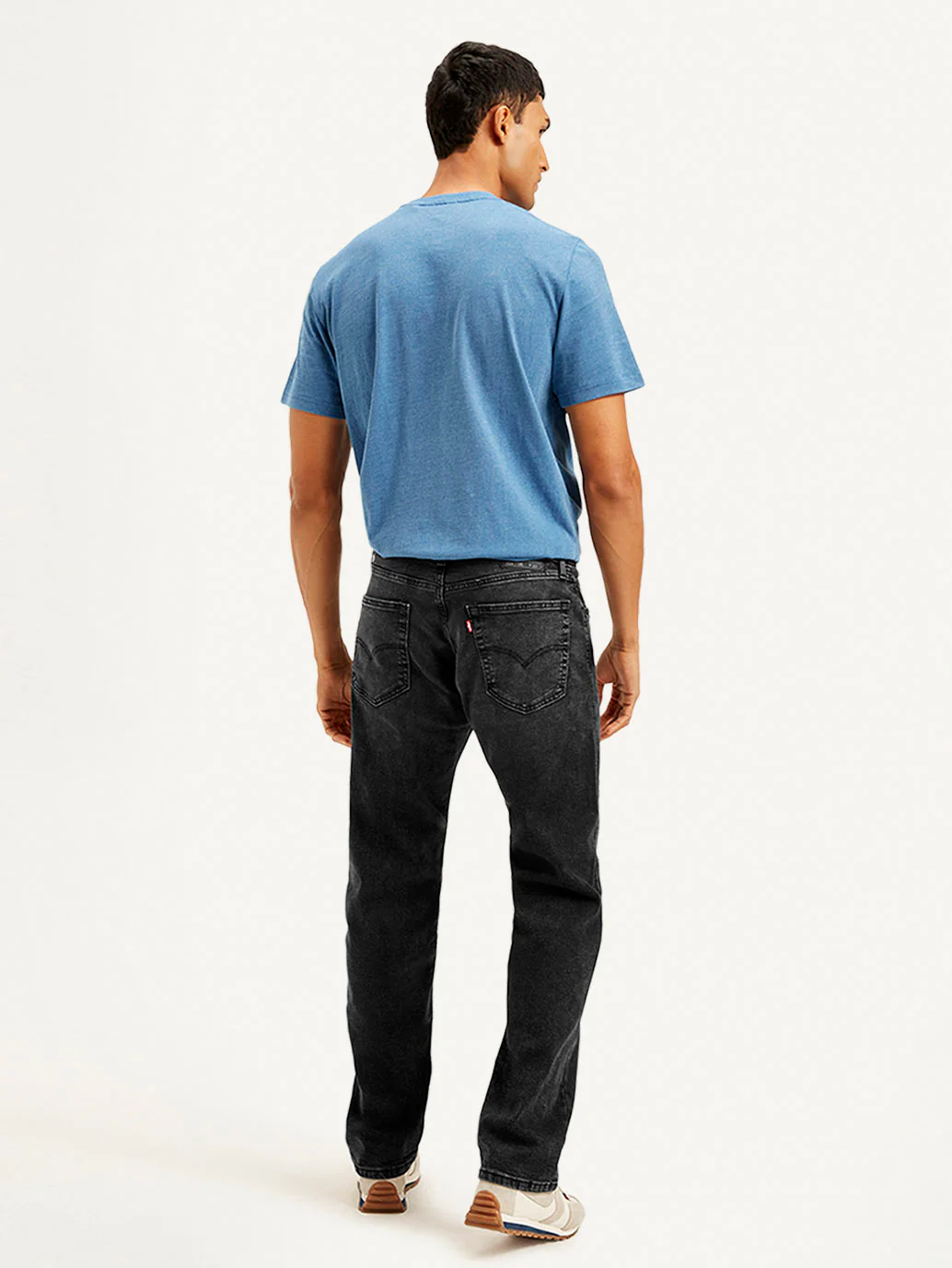 Men's 555 Black Relaxed Straight Fit Mid Rise Jeans - Image 6