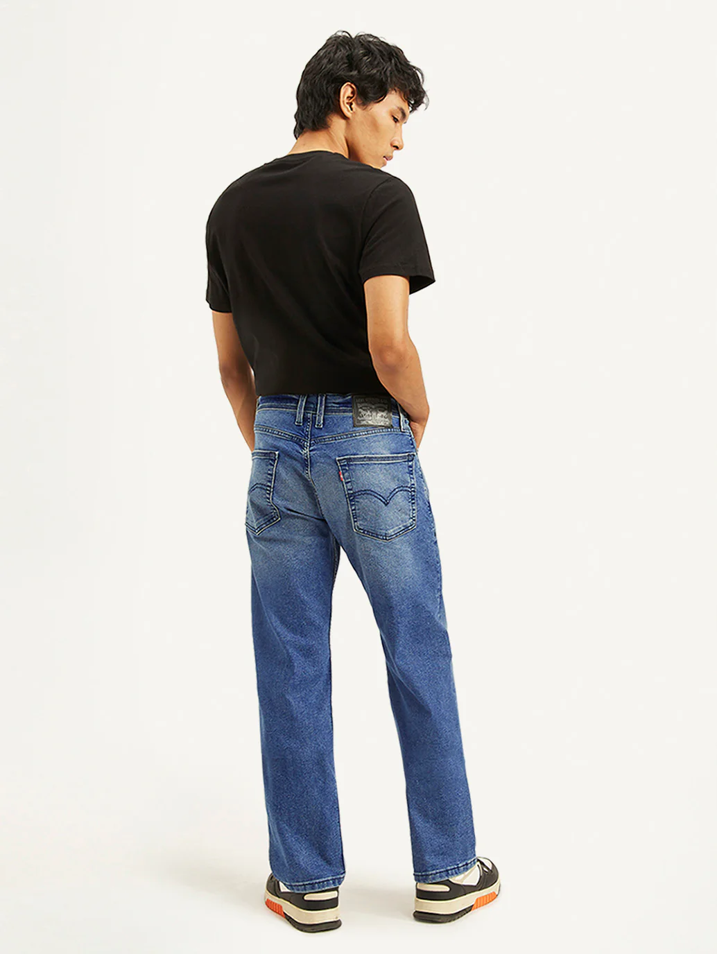 Men's 555 Blue Relaxed Straight Fit Mid Rise Jeans - Image 6