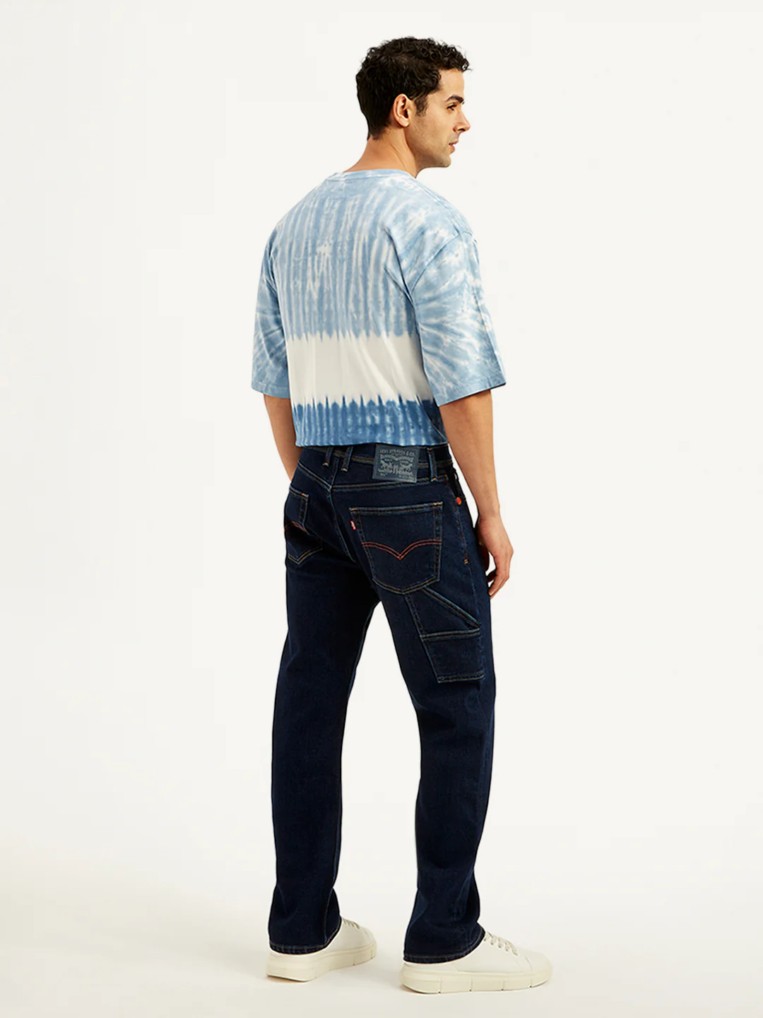 Men's 555 Navy Blue Relaxed Straight Mid Rise Utility  Jeans - Image 5