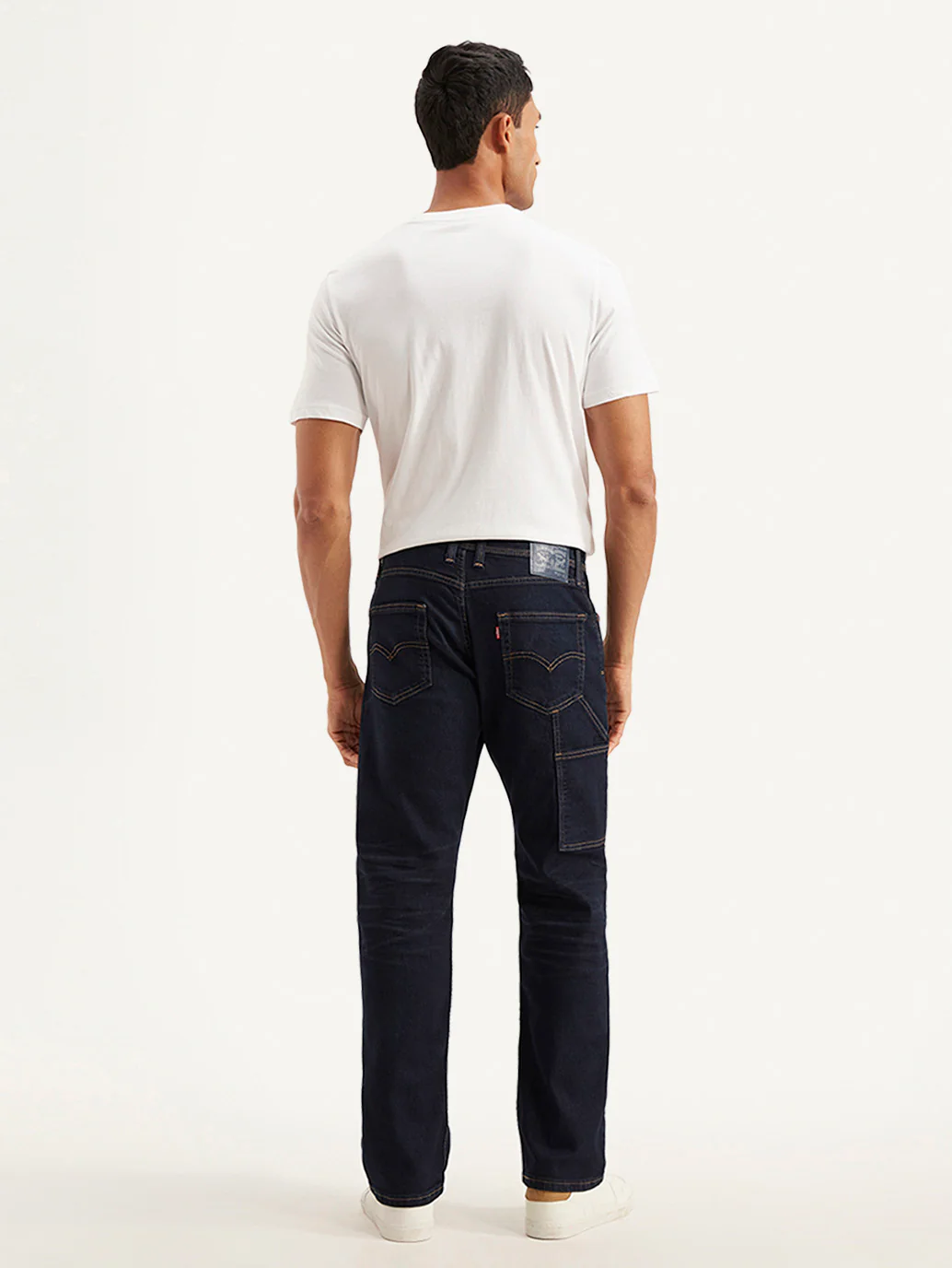 Men's 555 Navy Blue Relaxed Straight Mid Rise Utility Jeans - Image 5