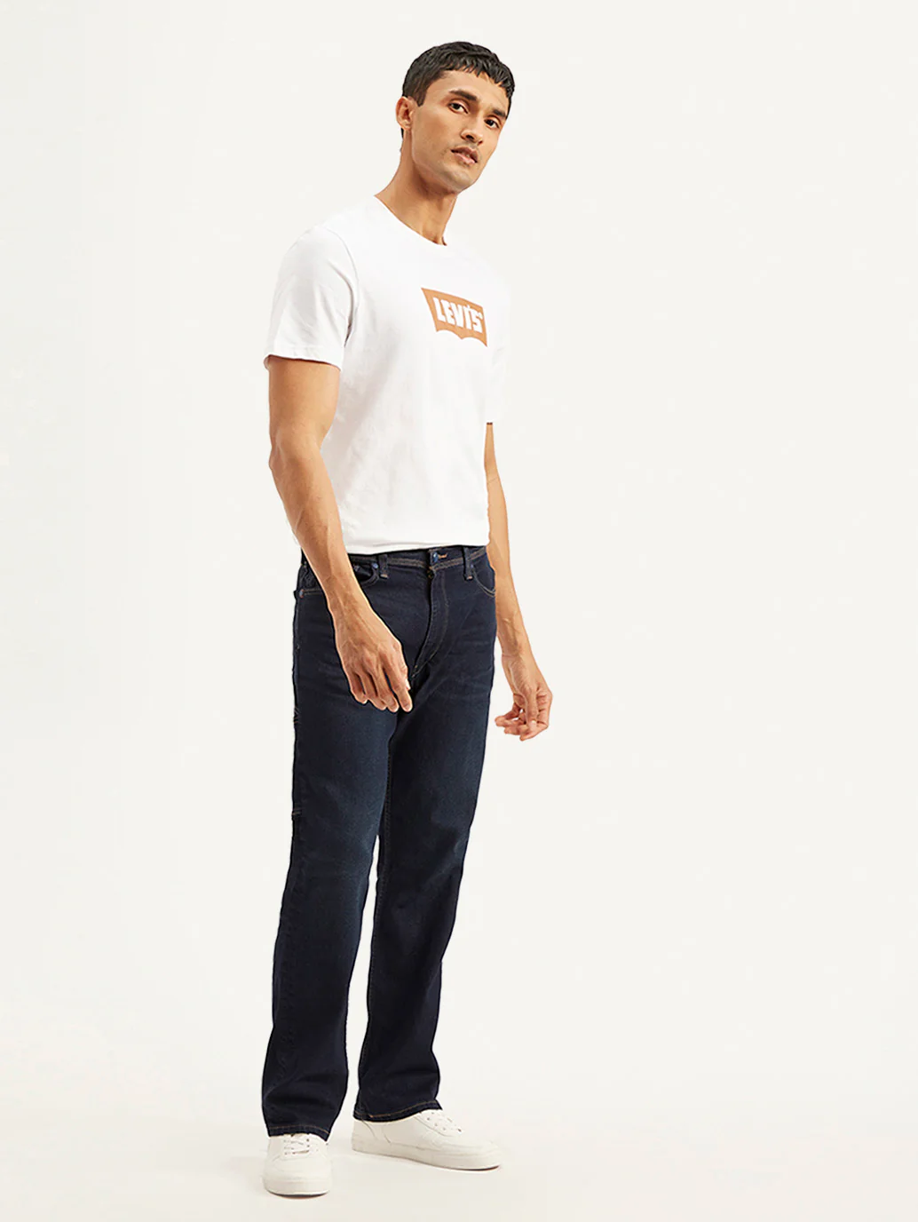 Men's 555 Navy Blue Relaxed Straight Mid Rise Utility Jeans - Image 7