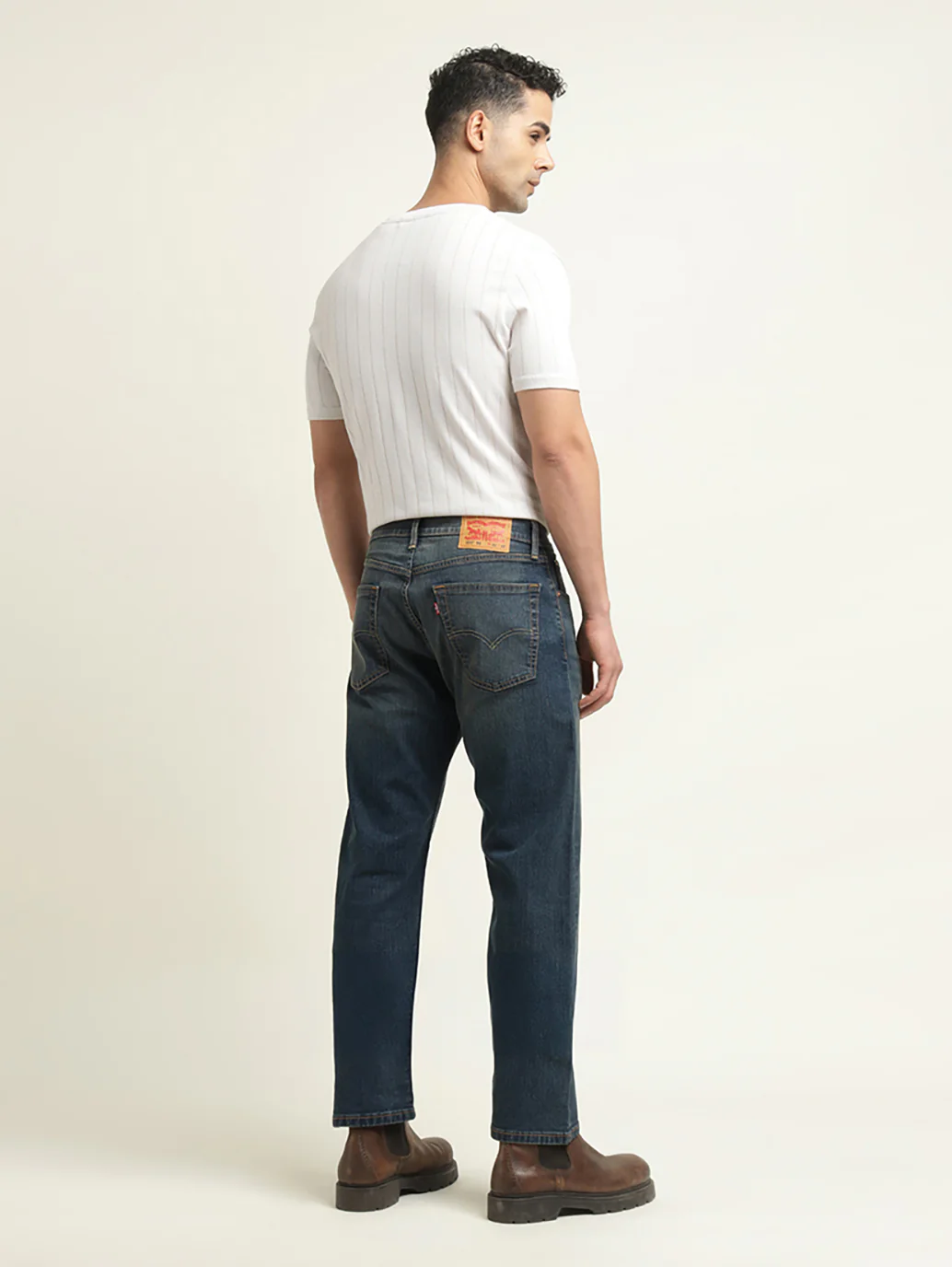 Men's 555'96 Indigo Relaxed Straight Fit Mid Rise Jeans - Image 5