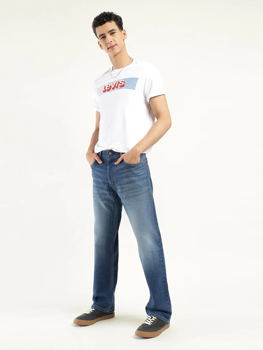 Men's 555'96 Indigo Relaxed Straight Fit Mid Rise Jeans