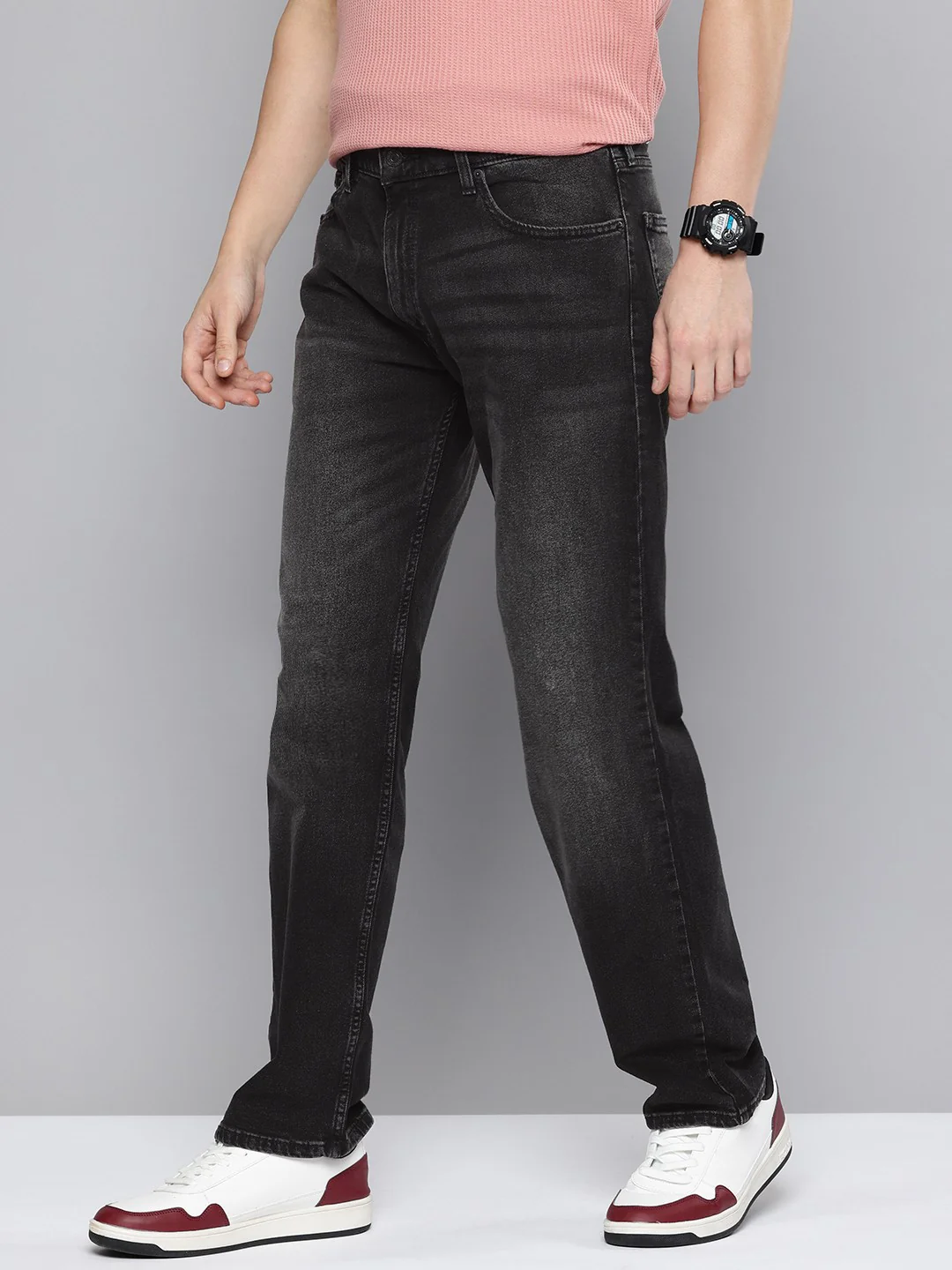Men's 555'96 Black Relaxed Straight Fit Mid Rise Jeans - Image 3