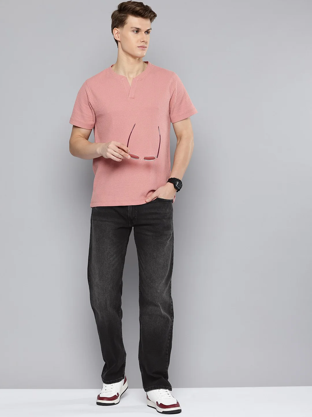 Men's 555'96 Black Relaxed Straight Fit Mid Rise Jeans - Image 6