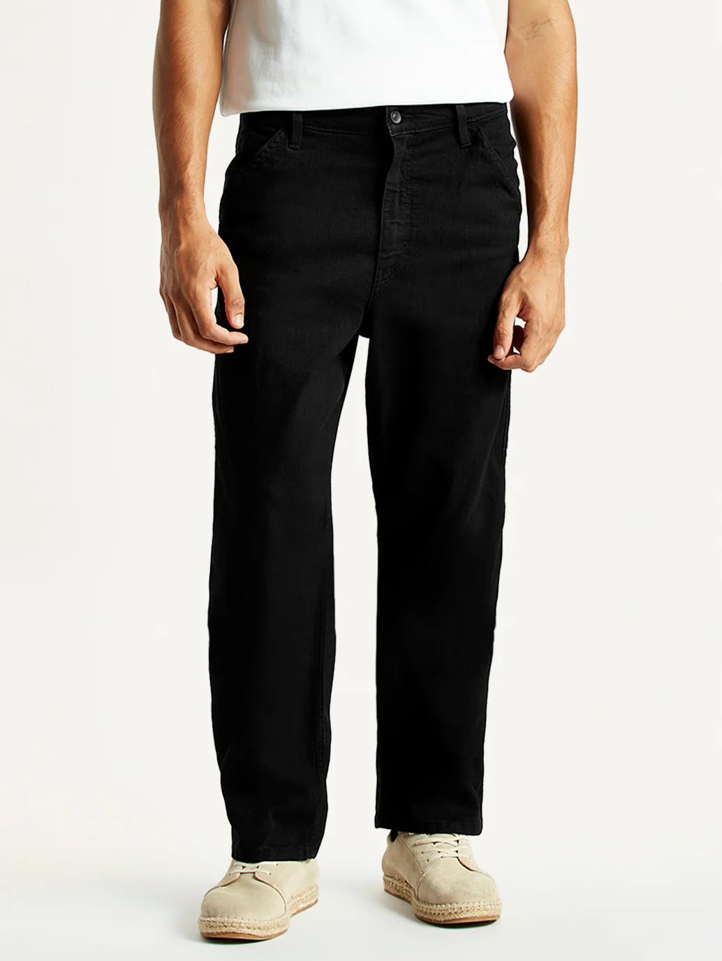 Men's 568 Black Loose Straight Fit Mid Rise Carpenter Jeans - Image 3