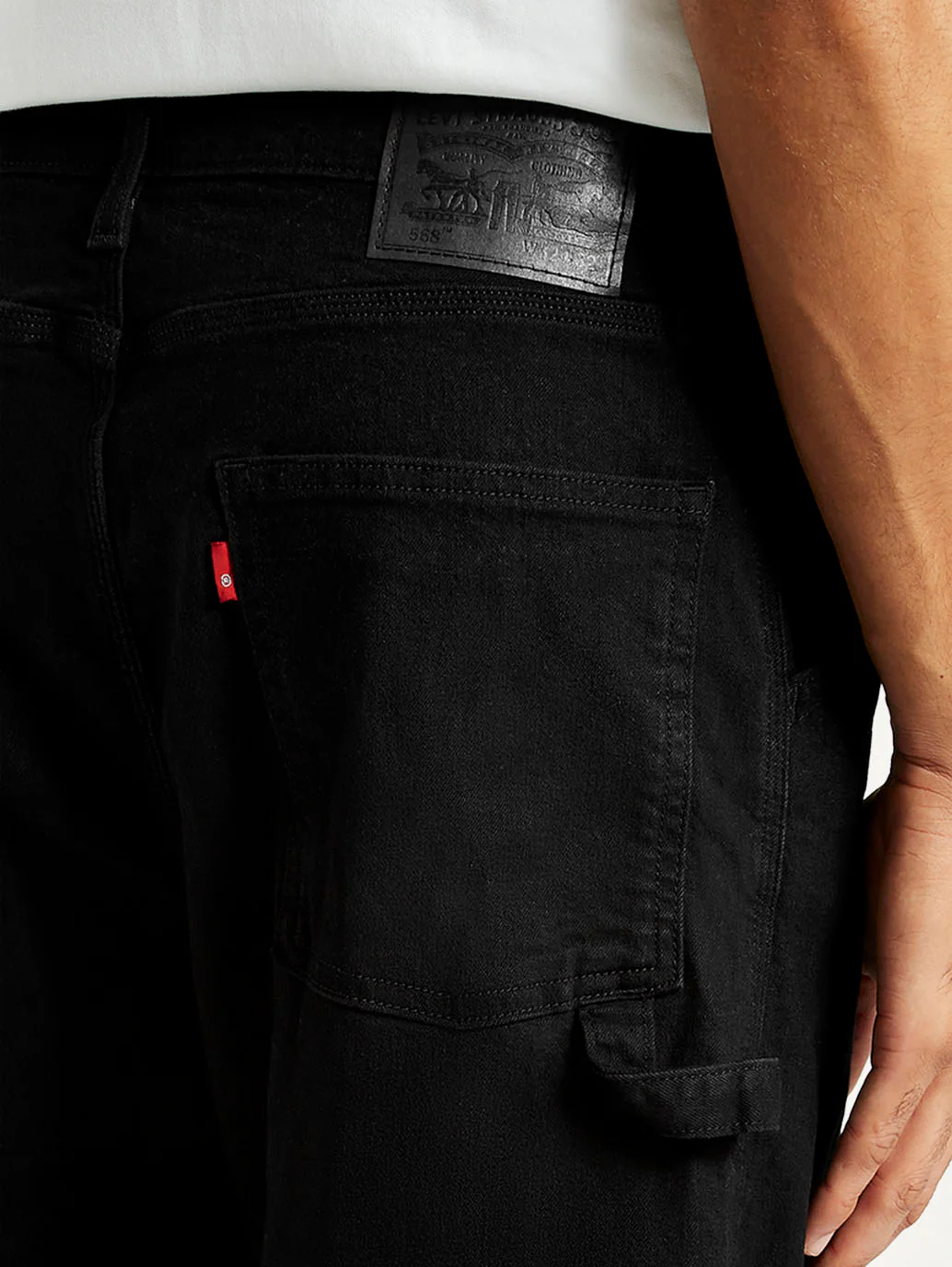 Men's 568 Black Loose Straight Fit Mid Rise Carpenter Jeans - Image 6