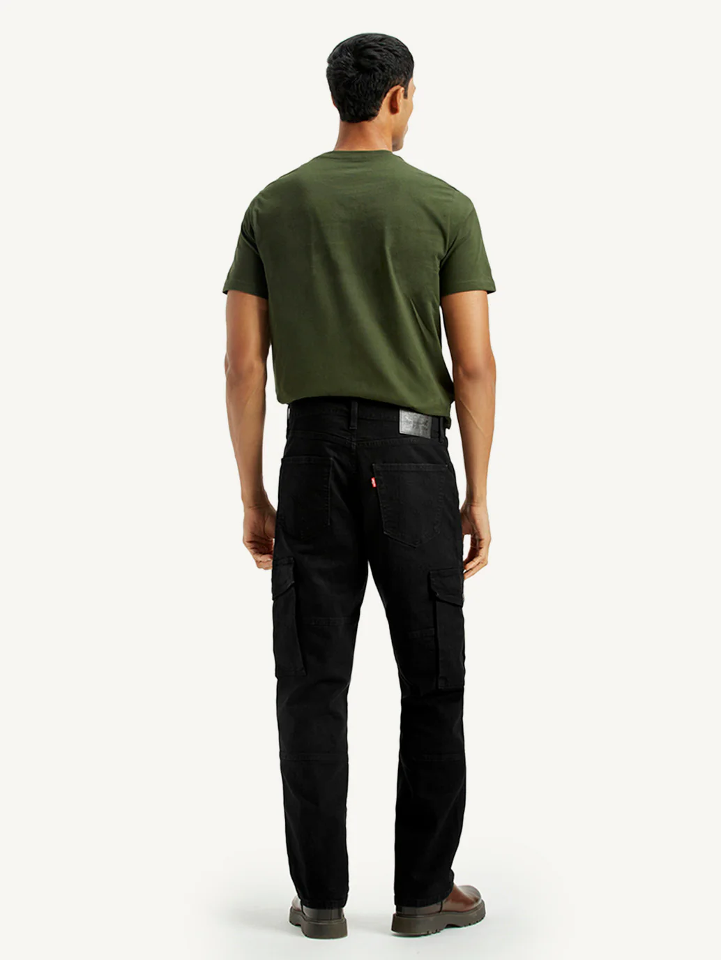 Men's 568 Black Loose Fit Mid Rise Cargo Jeans - Image 3