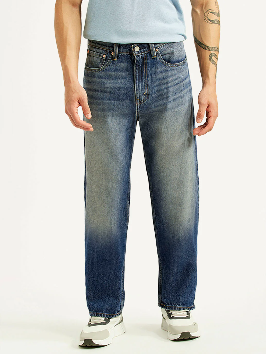 Men's 568 Blue Baggy Fit Mid Rise Jeans - Image 2