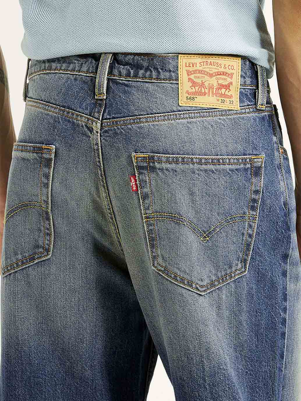 Men's 568 Blue Baggy Fit Mid Rise Jeans - Image 5