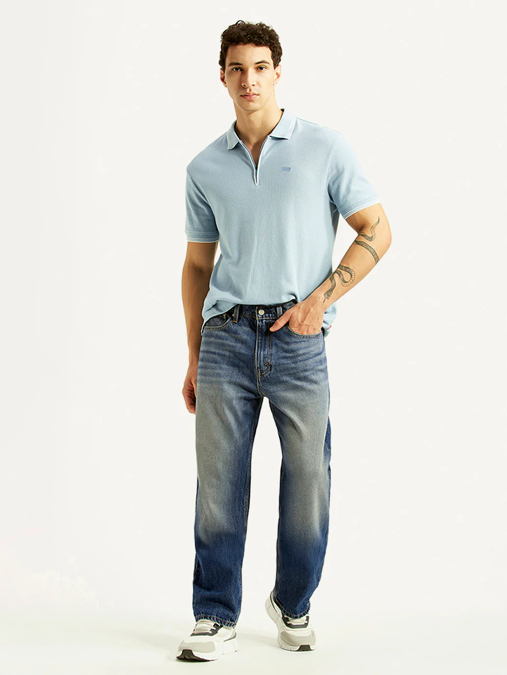 Men's 568 Blue Baggy Fit Mid Rise Jeans - Image 6