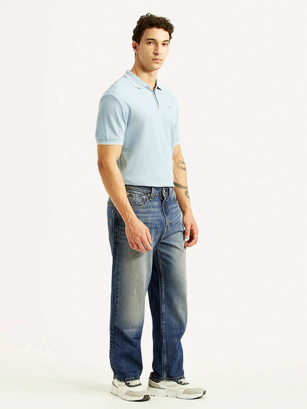 Men's 568 Blue Baggy Fit Mid Rise Jeans - Image 7