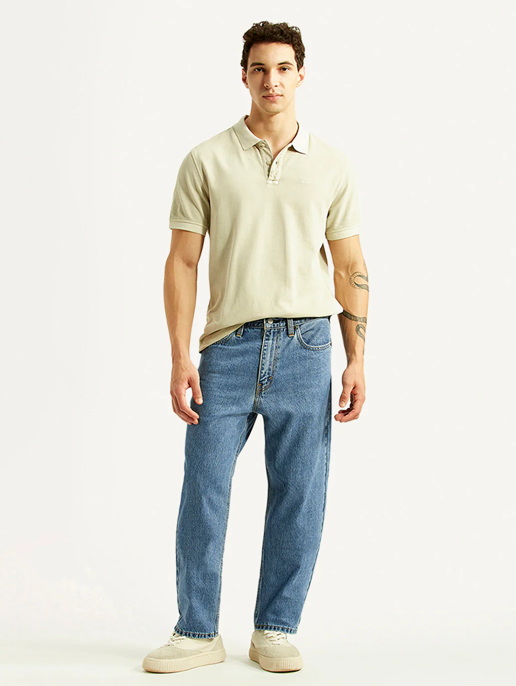 Men's 568 Blue Baggy Fit Mid Rise Jeans