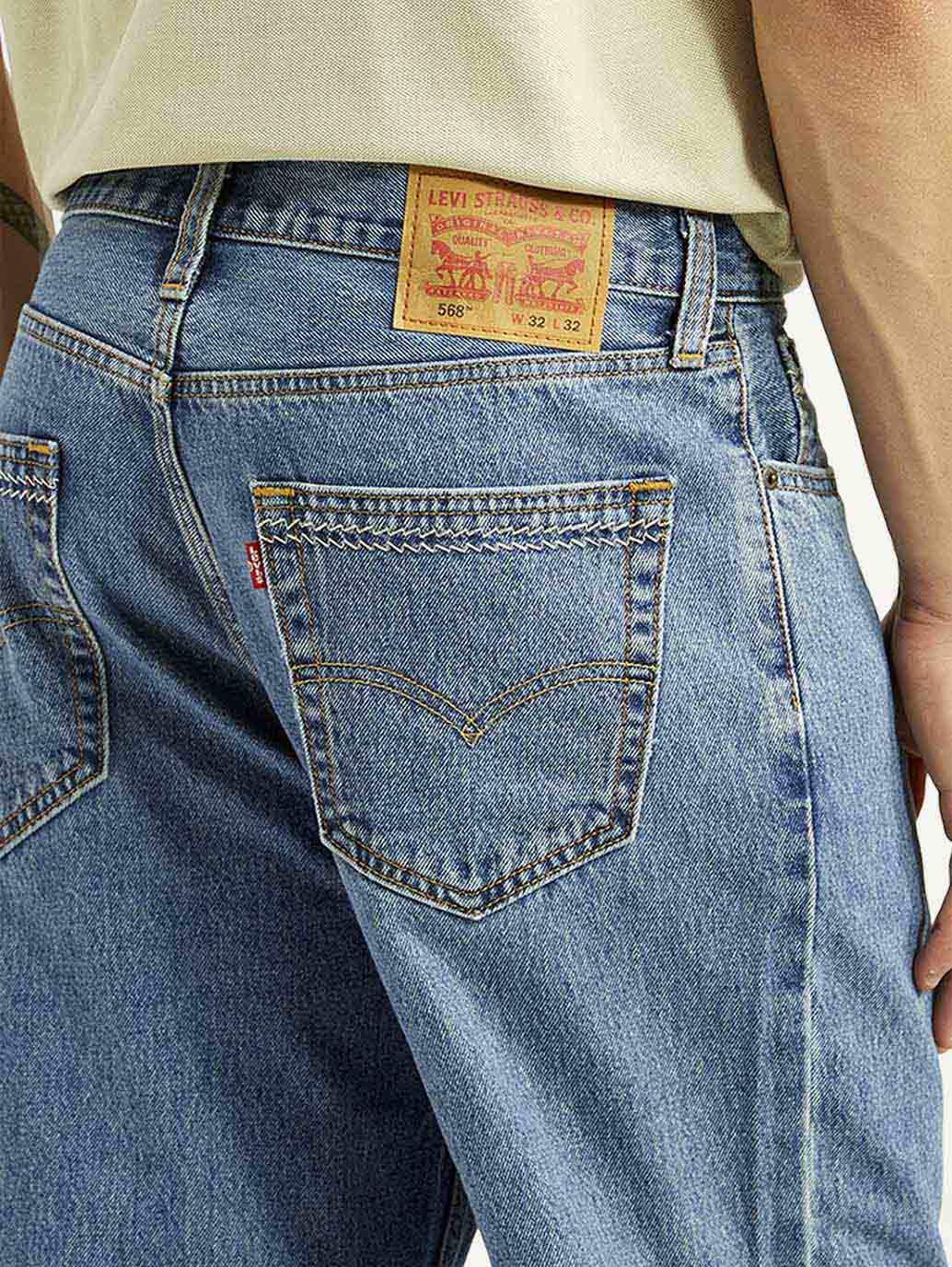 Men's 568 Blue Baggy Fit Mid Rise Jeans - Image 5