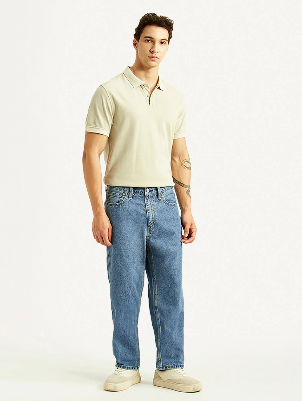 Men's 568 Blue Baggy Fit Mid Rise Jeans - Image 6