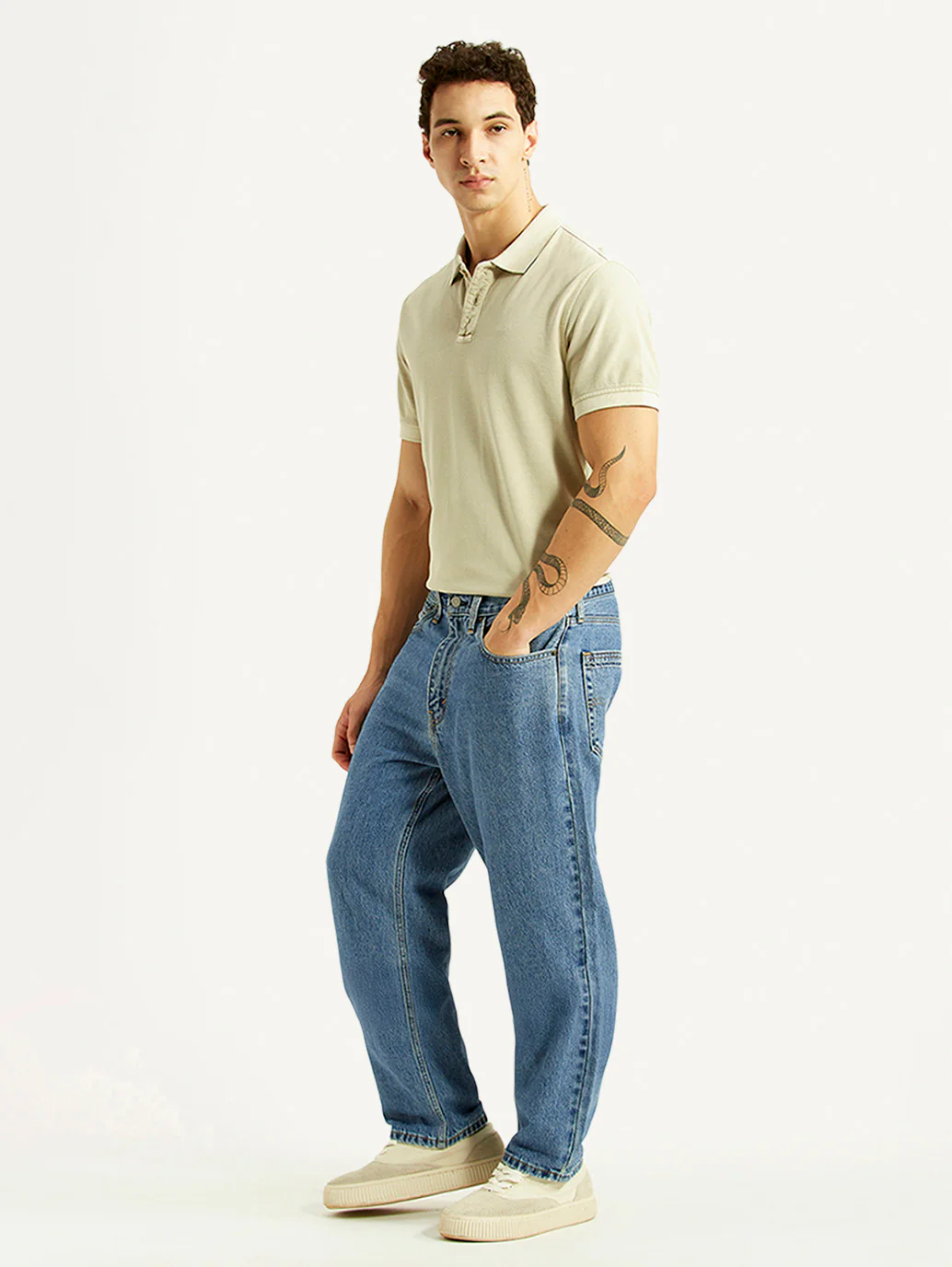 Men's 568 Blue Baggy Fit Mid Rise Jeans - Image 7