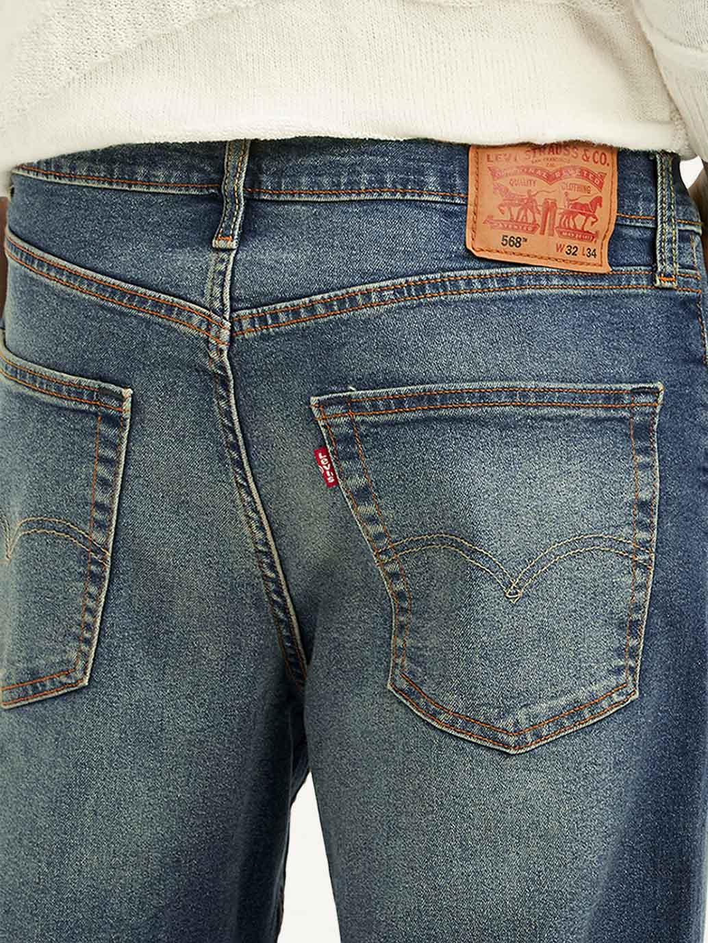 Men's Tinted 568 Blue Loose Fit Mid Rise Jeans - Image 5