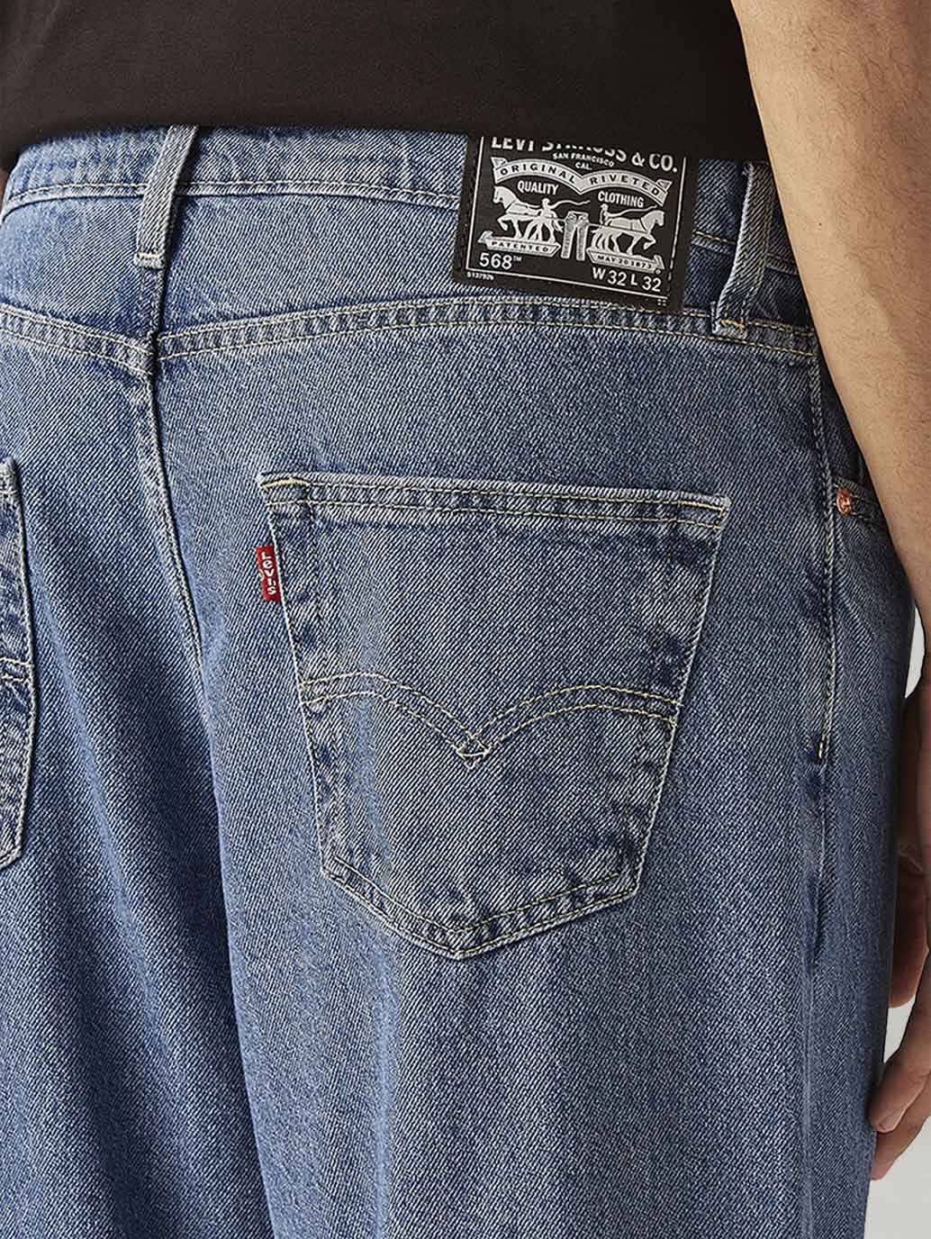 Men's 568 Blue Loose Fit Mid Rise Jeans - Image 4