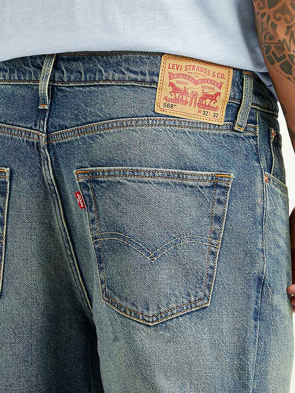 Men's Tinted 568 Blue Loose Fit Mid Rise Jeans - Image 5
