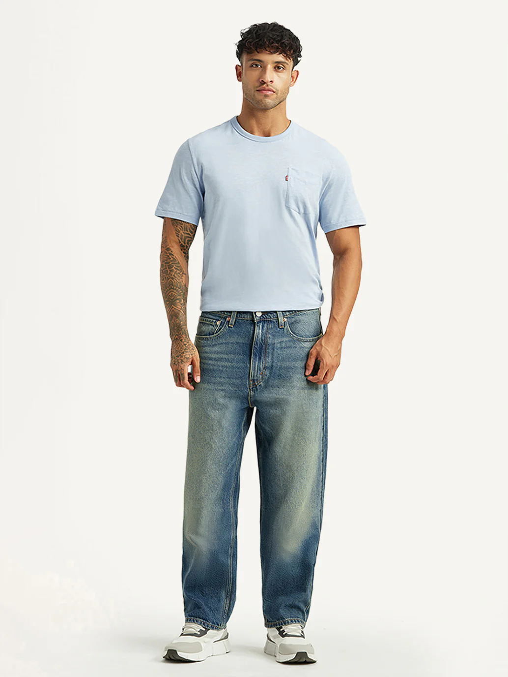 Men's Tinted 568 Blue Loose Fit Mid Rise Jeans - Image 7