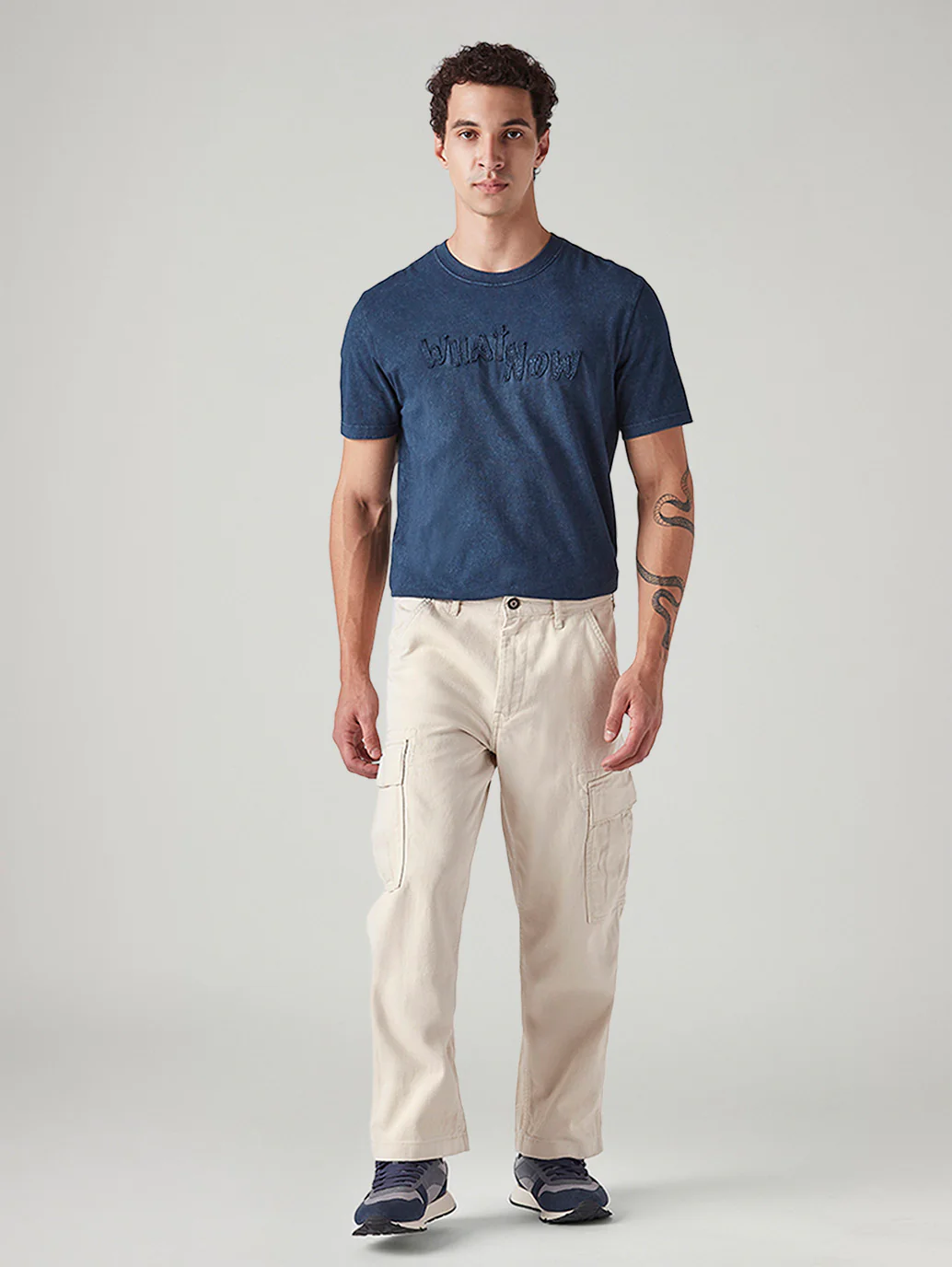 Men's 568 Cream Loose Fit Mid Rise Cargos - Image 2