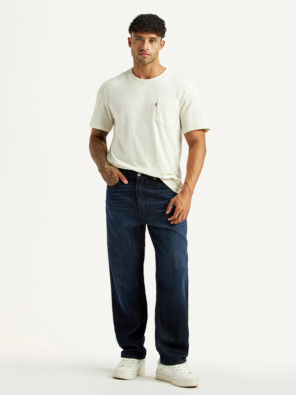 Men's 568 Dark Blue Loose Fit Mid Rise Jeans