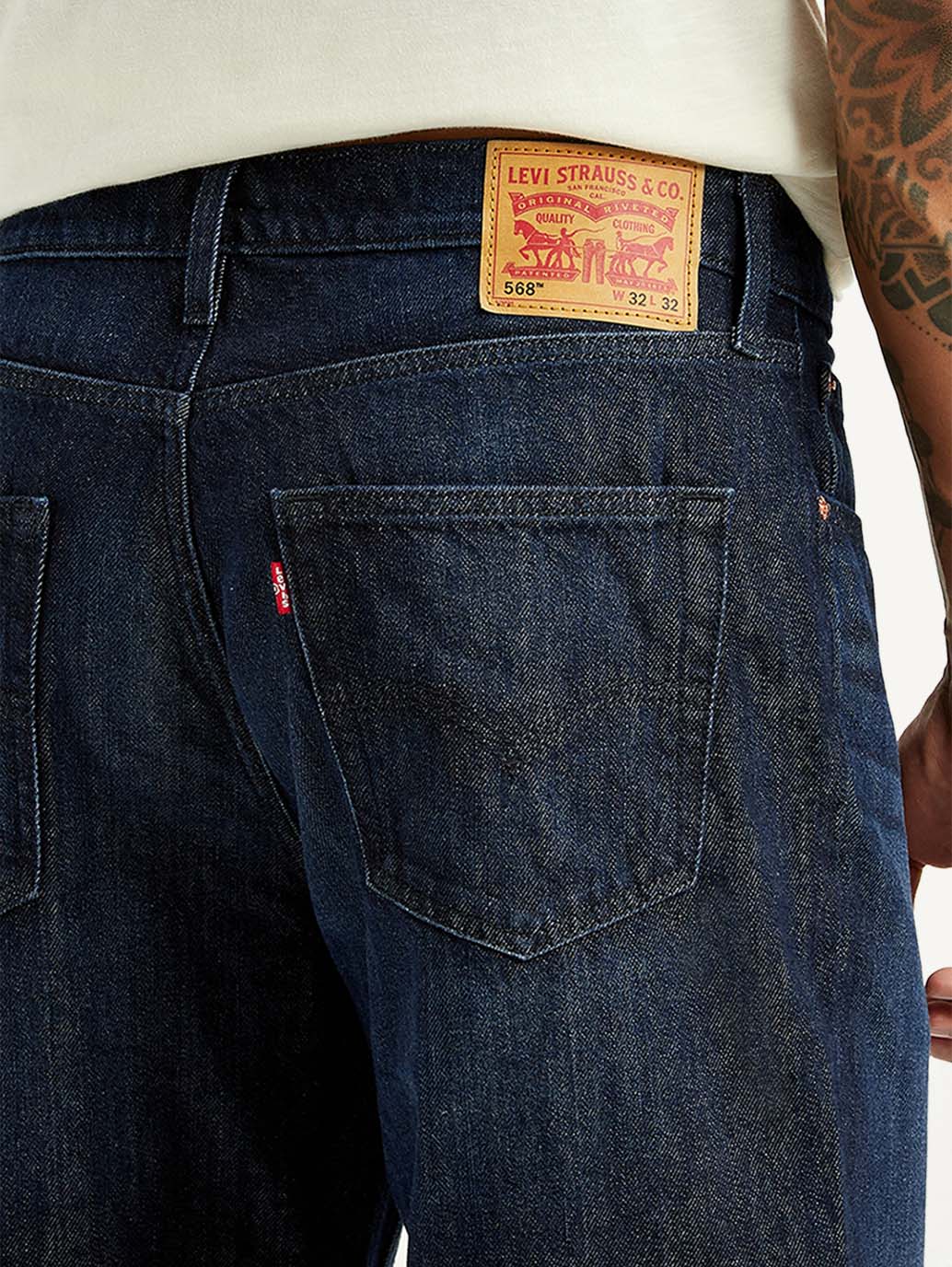 Men's 568 Dark Blue Loose Fit Mid Rise Jeans - Image 5