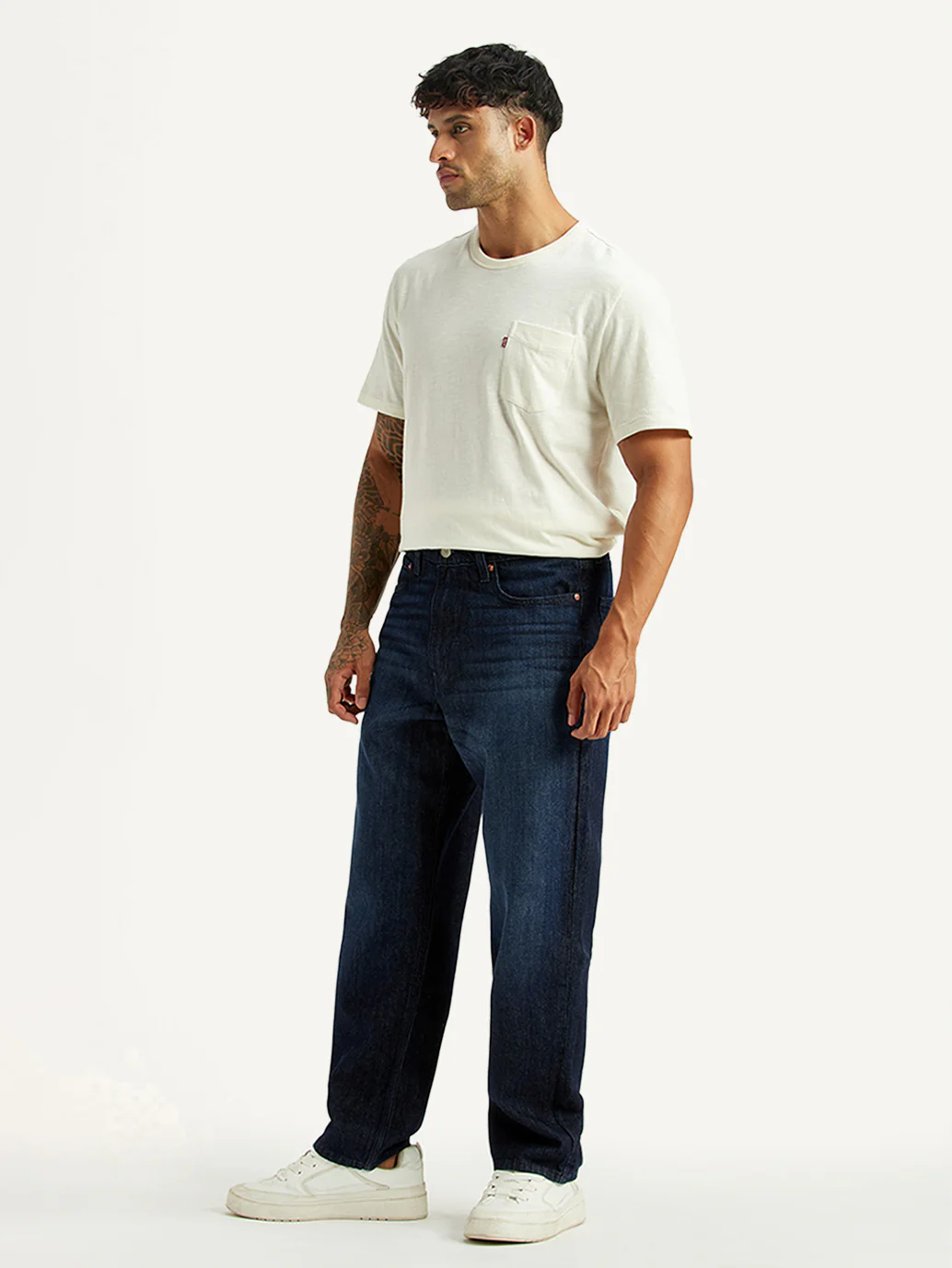 Men's 568 Dark Blue Loose Fit Mid Rise Jeans - Image 6