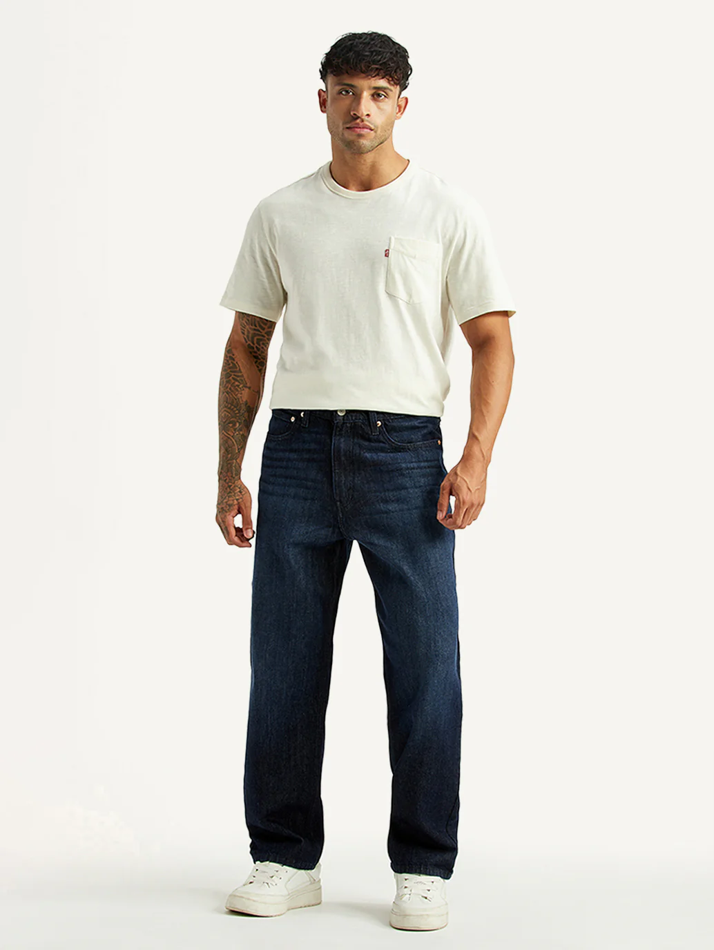 Men's 568 Dark Blue Loose Fit Mid Rise Jeans - Image 7