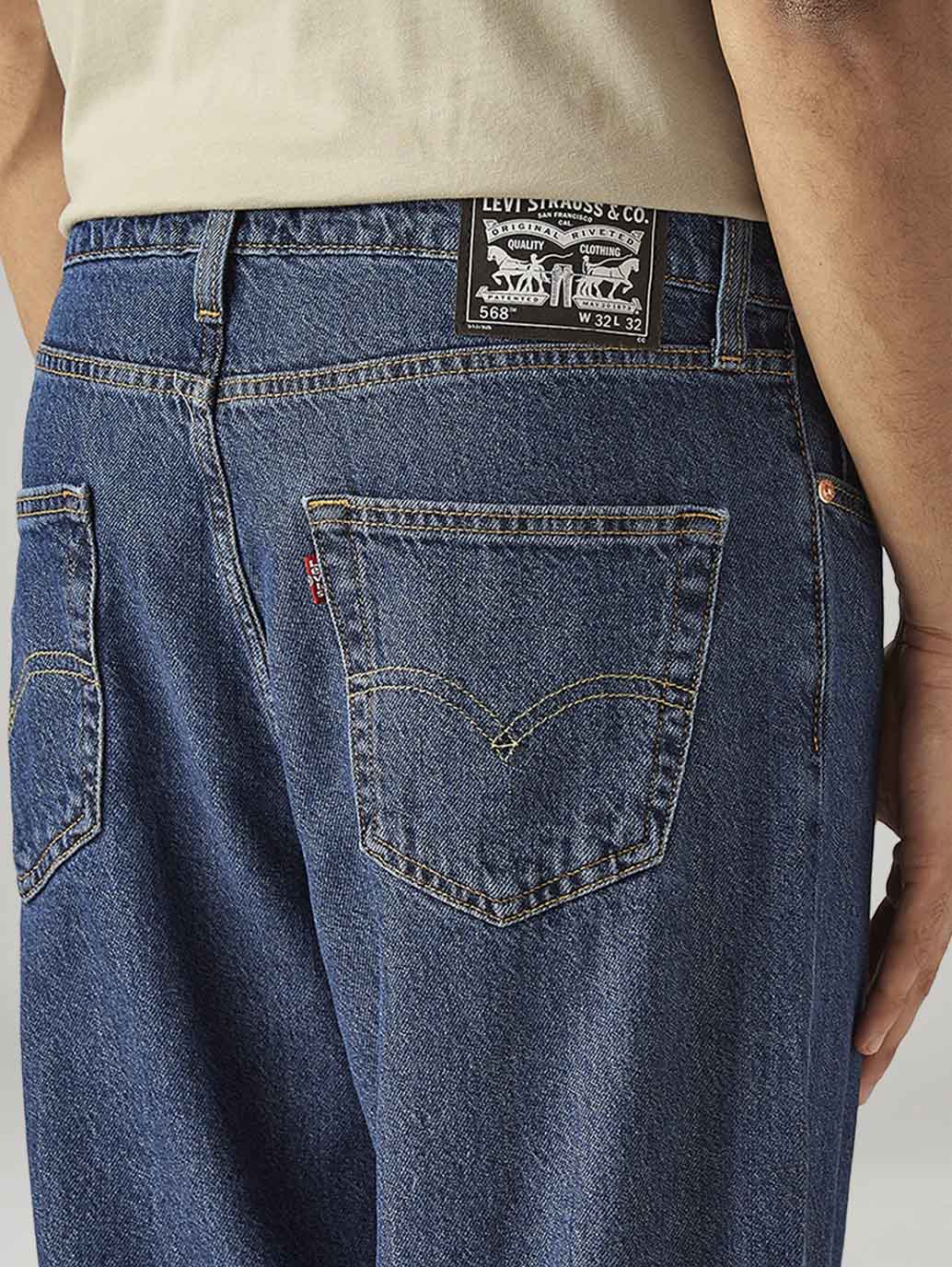 Men's 568 Dark Blue Loose Fit Mid Rise Jeans - Image 5