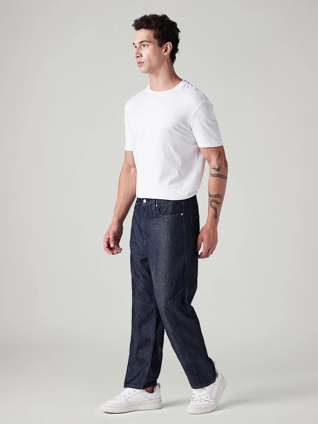 Men's 568 Dark Blue Loose Fit Mid Rise Jeans - Image 6
